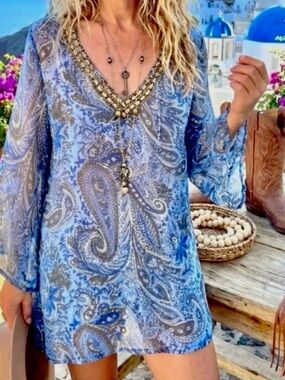 ⏰💲DROP- SILK✨paisley tunic/cover-up